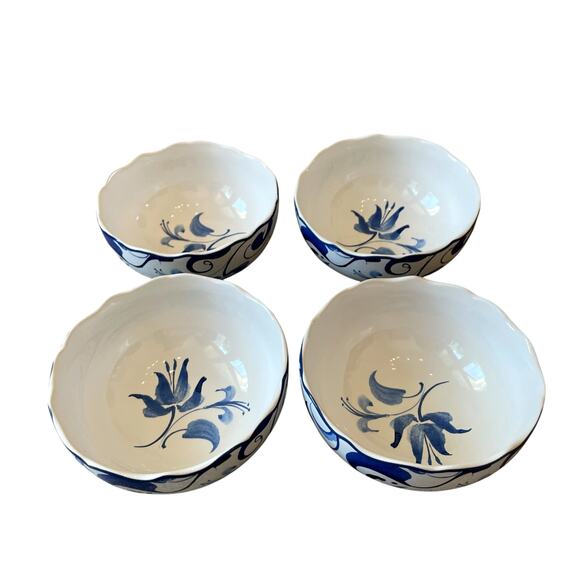 222 Fifth AYLA Blue Floral Porcelain 7in Cereal Bowls Set of 4 Spring Easter New - Picture 10 of 16